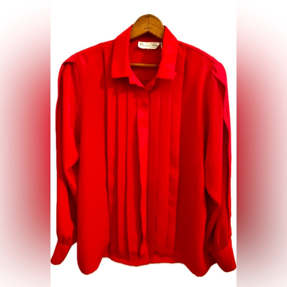 Vintage Oscar De La Renta red blouse Medium